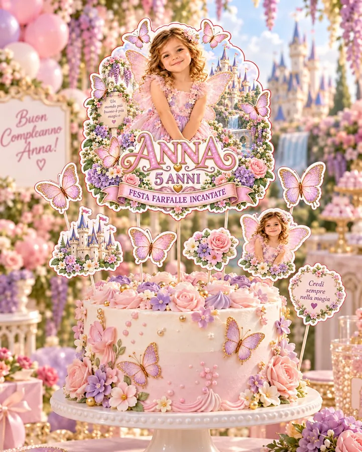 Topper torta tema Farfalle incantate