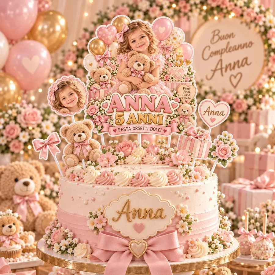 Topper torta tema Orsetto dolce