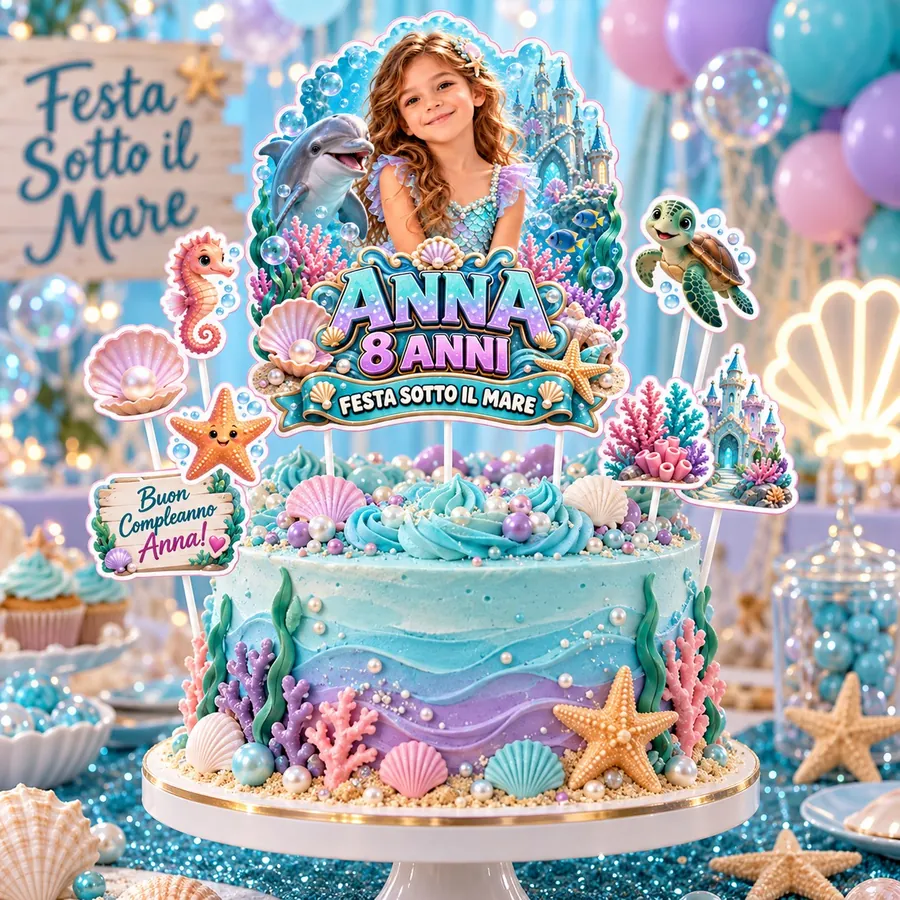 Topper torta tema Sirena